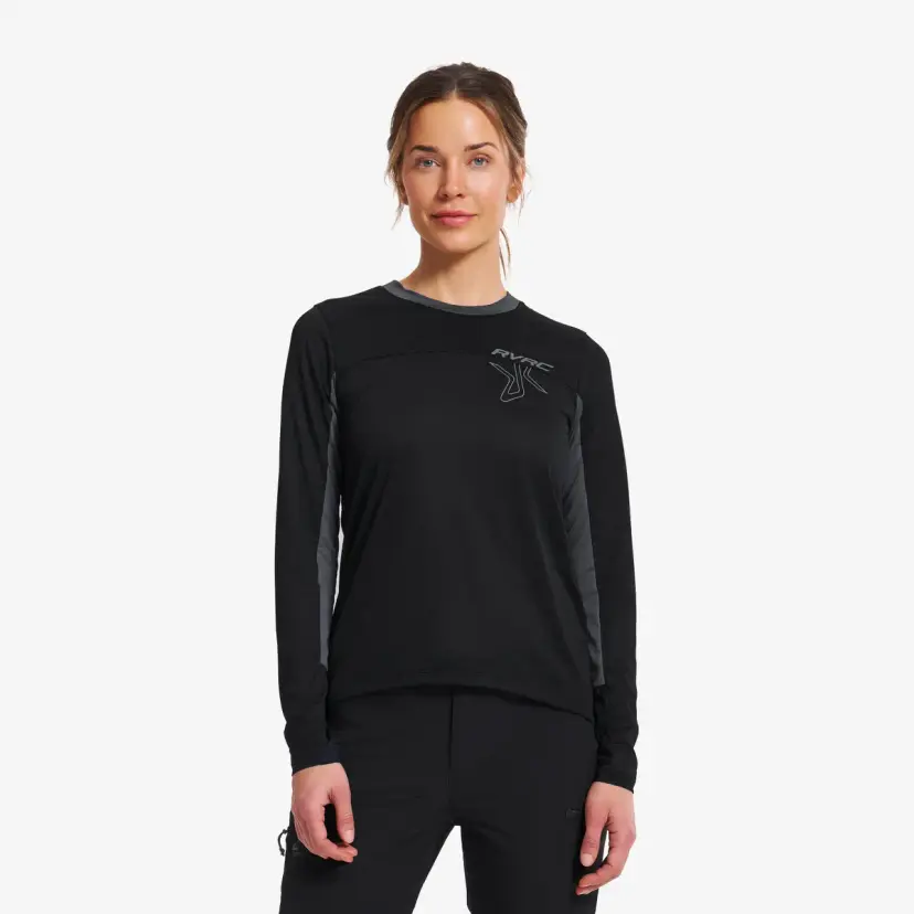RevolutionRace Shred Long-sleeved MTB Jersey Dame Black/Turbulence Blue