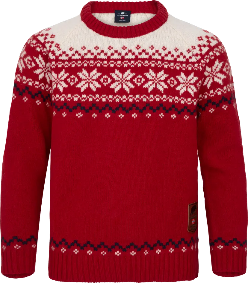 Gridarmor Gridarmor Kids' Snøkrystall Round Neck Ullgenser Scooter/bright White
