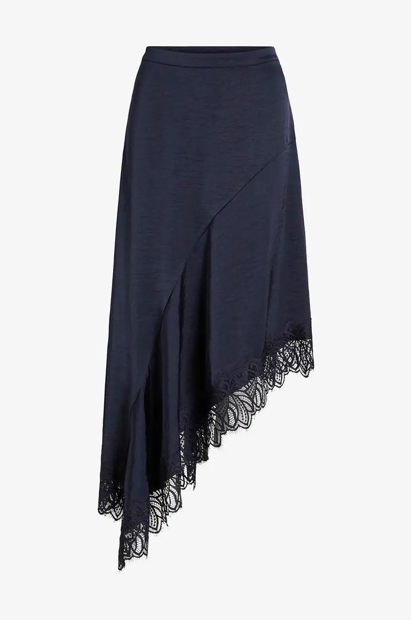 Vila Satengskjørt viLea High Low Lace - Blå