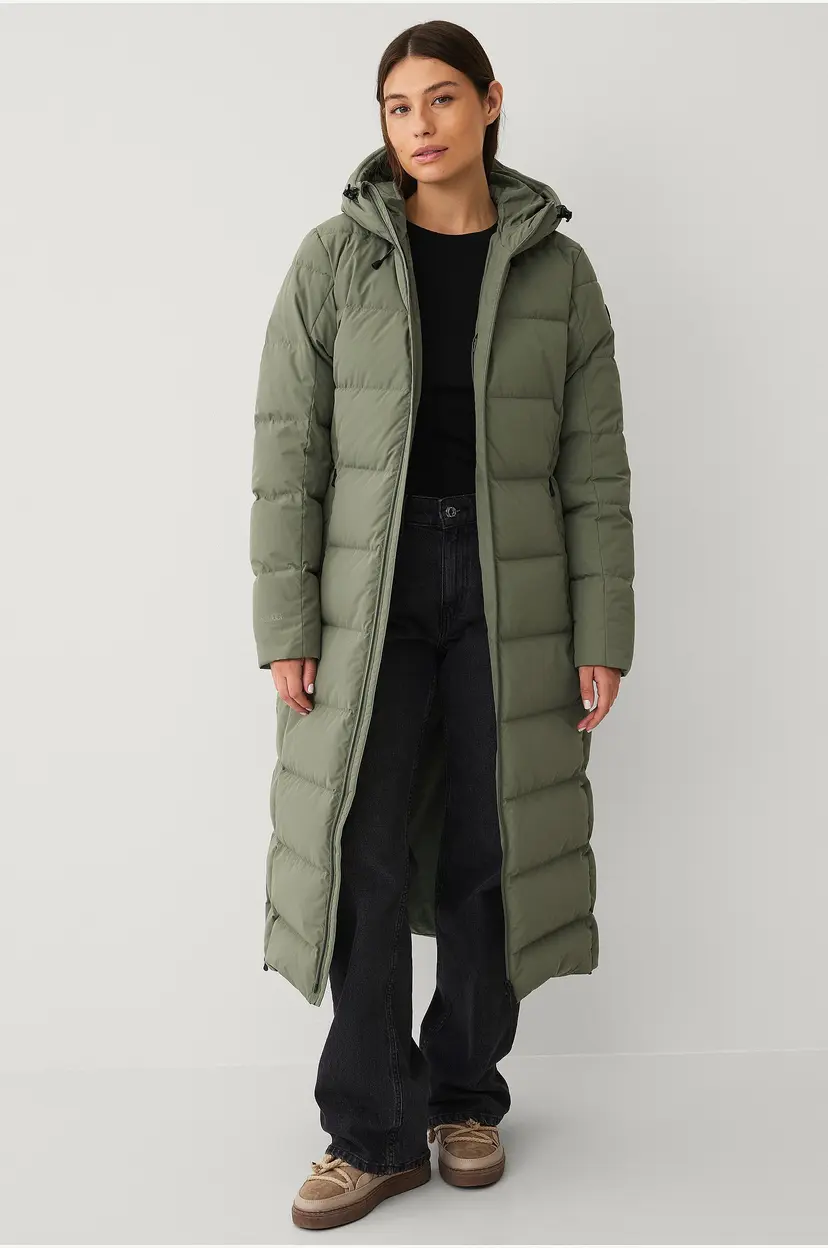 Áhkká Dunfrakk Down Coat Long with Hood W - Grønn