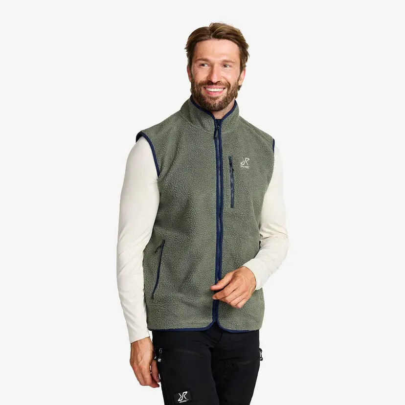 RevolutionRace Canyon Full-zip Pile Fleece Vest Herre Castor Gray/Navy