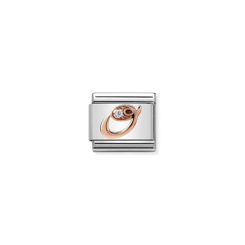 Nomination Letter O w/ Cubic Zirconia Rose Gold