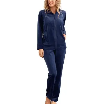 Damella Damella Velour Plain Suit Marine 3XL Dame