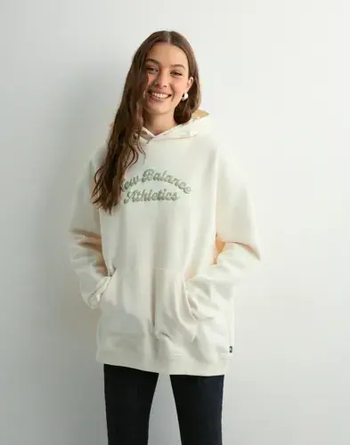 New Balance New Balance - Hvit - Linear Heritage Fleece Long Hoodie