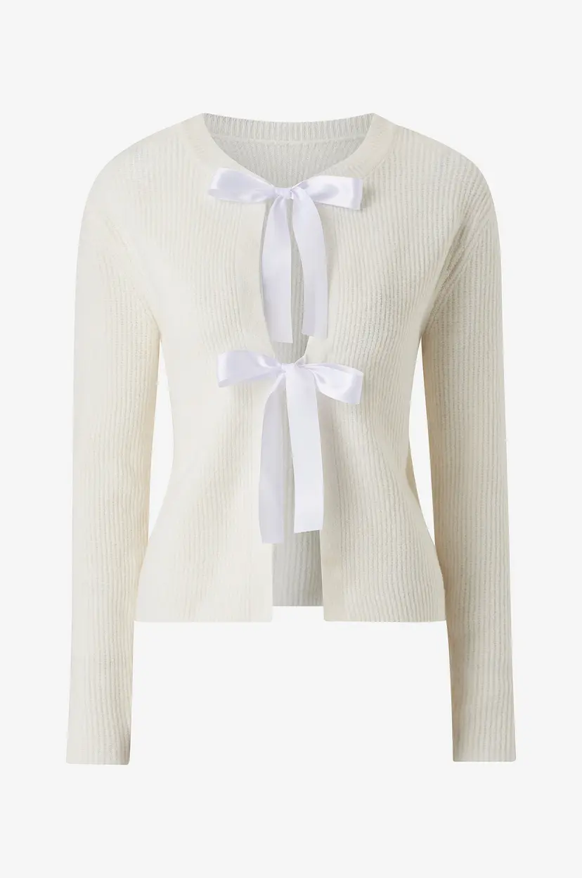 Pieces Genser / kardigan pcRilly LS Reversible Bow Knit - Hvit