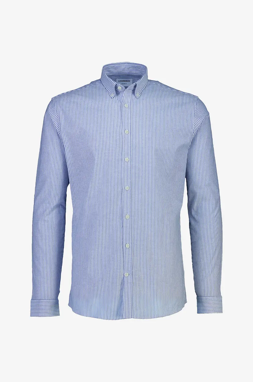 Lindbergh Skjorte Striped Superflex Oxford L/S - Blå