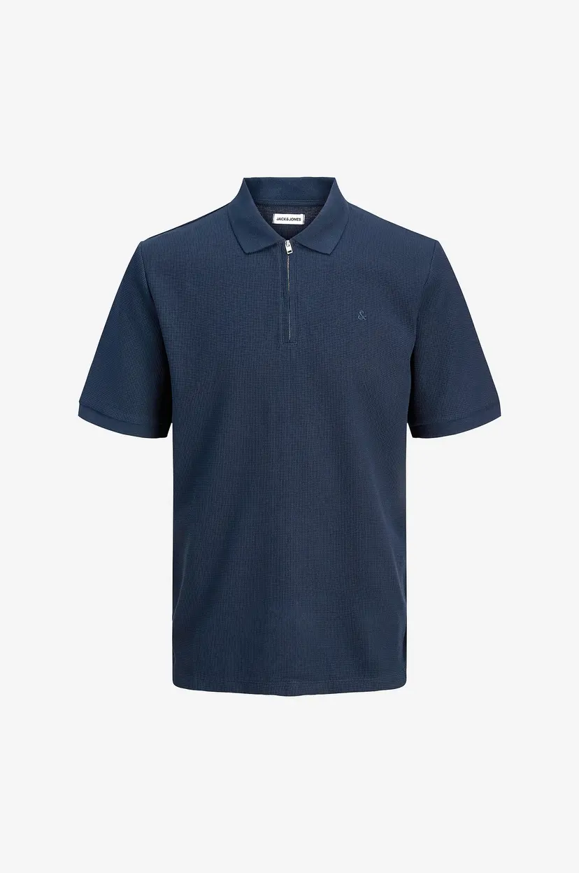 Jack & Jones Plus Pologenser jjeAustin Zip Polo SS Pls - Blå