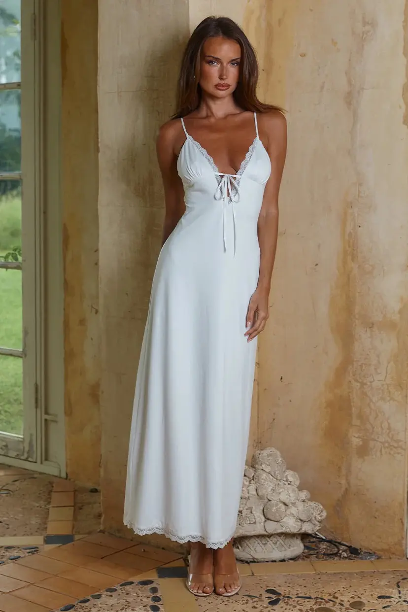 Runaway The Label Emily Lace Trim Camisole Midi Dress