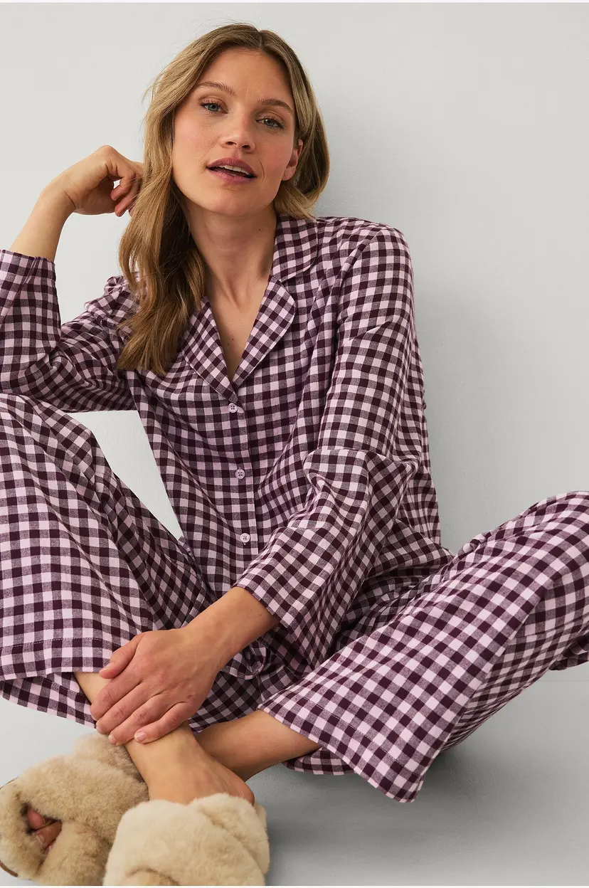 Ellos Collection Pysjsett i flanell - Rosa