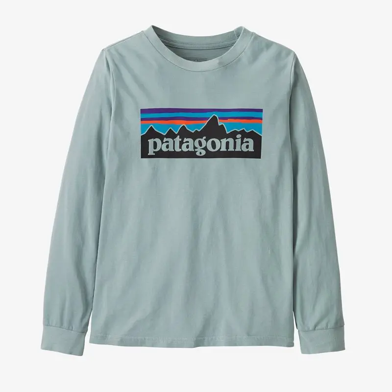 Patagonia Patagonia K's L/S P-6 Logo T-Shirt Thermal Blue