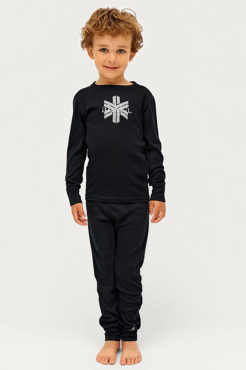 Áhkká Undertrøye Logo LS Tech Kids - Svart