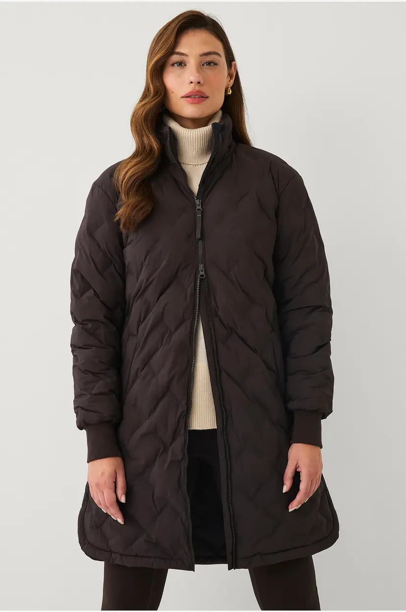 Áhkká Jakke Quilted Long Padded Jacket - Brun