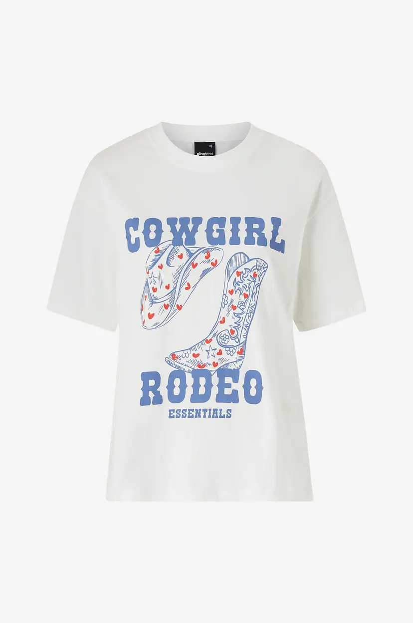 Gina Tricot Topp Oversized Print Tee - Hvit