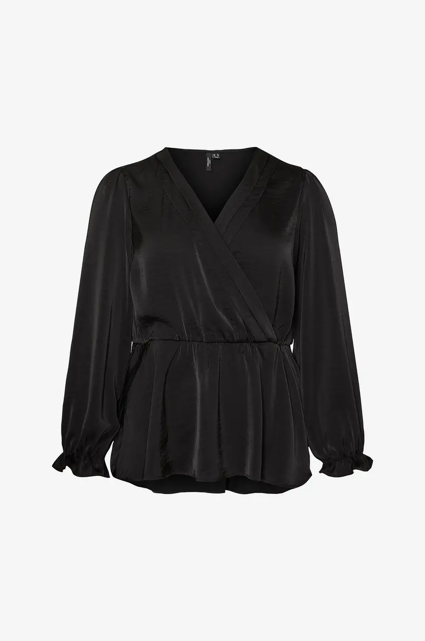 Vero Moda Curve Omslagsbluse vmcMary L/S Top Wvn Cur - Svart
