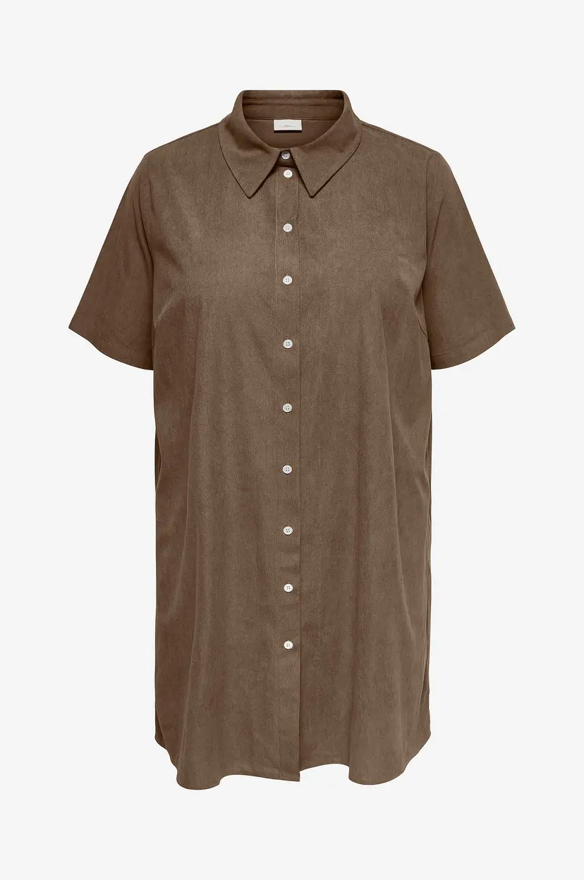 Only Carmakoma Kjole Carkinta Cord 2/4 Shirt Knee Dress - Brun