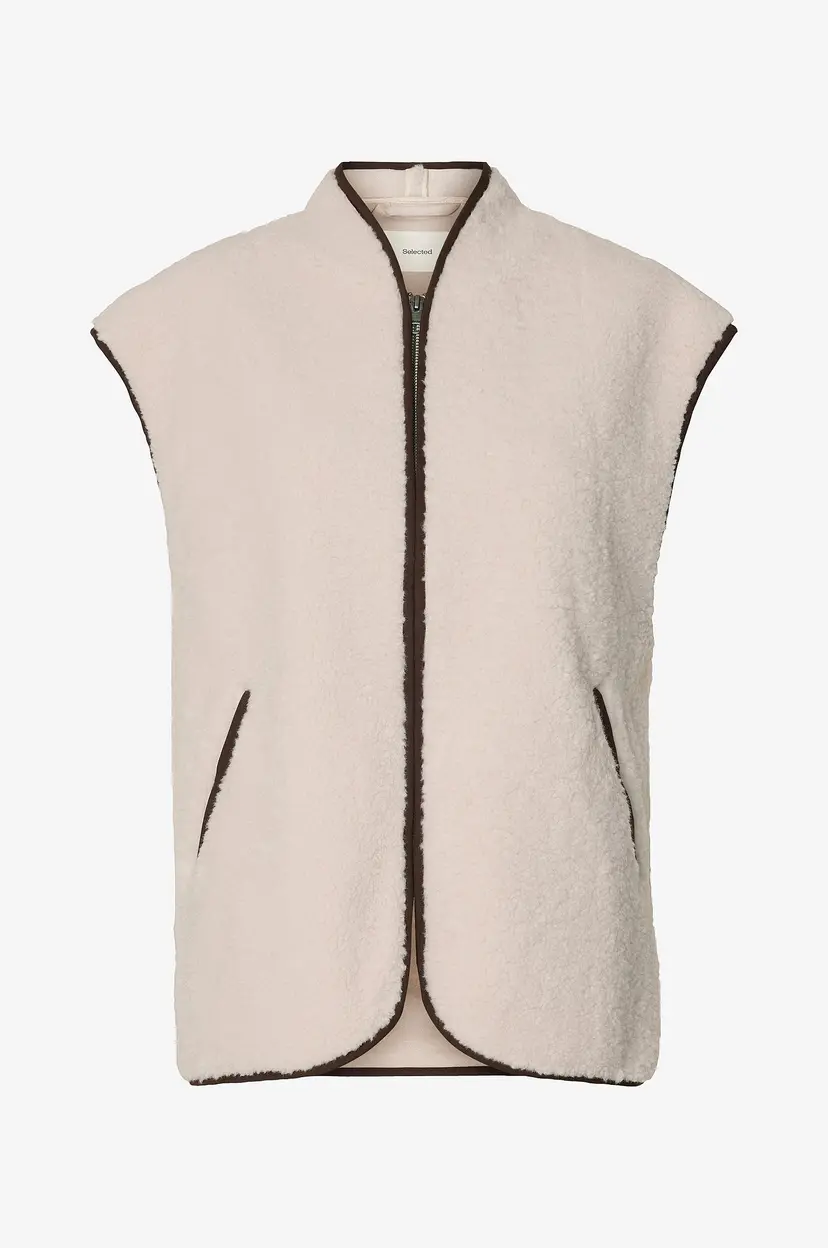 Selected Women Pilevest Slwisabel Teddy - Beige