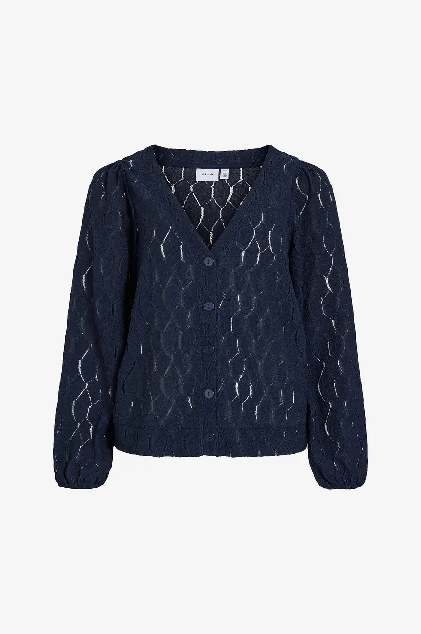 Vila Topp viMarcella V-neck L/S Cardigan - Blå