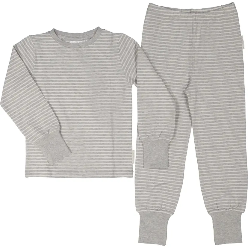 Geggamoja Tvådelad Pyjamas Bambu Classic Grå/Vit - 134/140