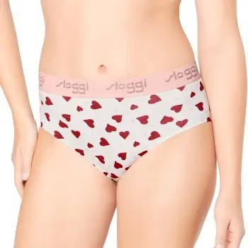 Sloggi Sloggi Truser 2P The 79 Maxi Printed Hvit/Rød bomull Small Dame