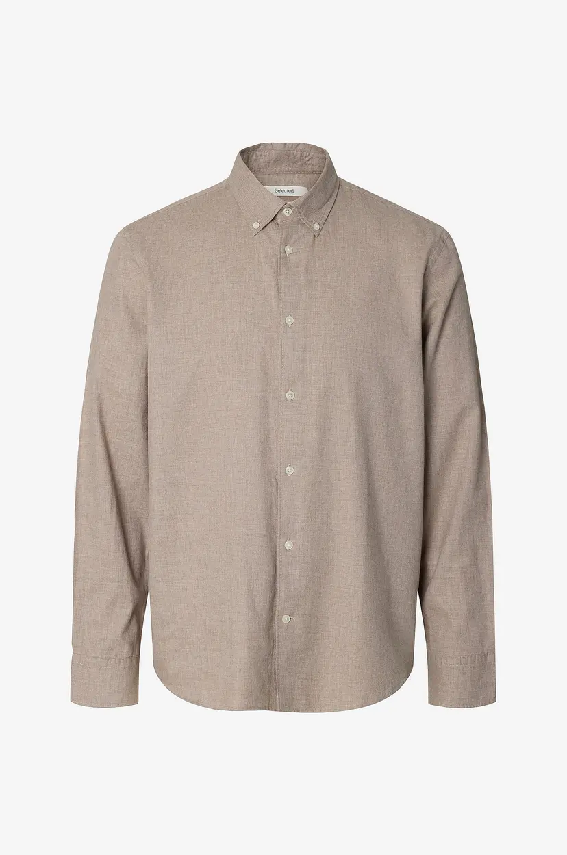 Selected Men Skjorte Slmregcole Jay Melange Ls Shirt Noo - Brun