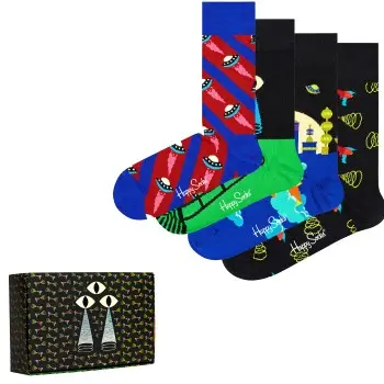Happy Socks Happy socks Strømper 4P Space Socks Gift Box Svart bomull Str 36/40