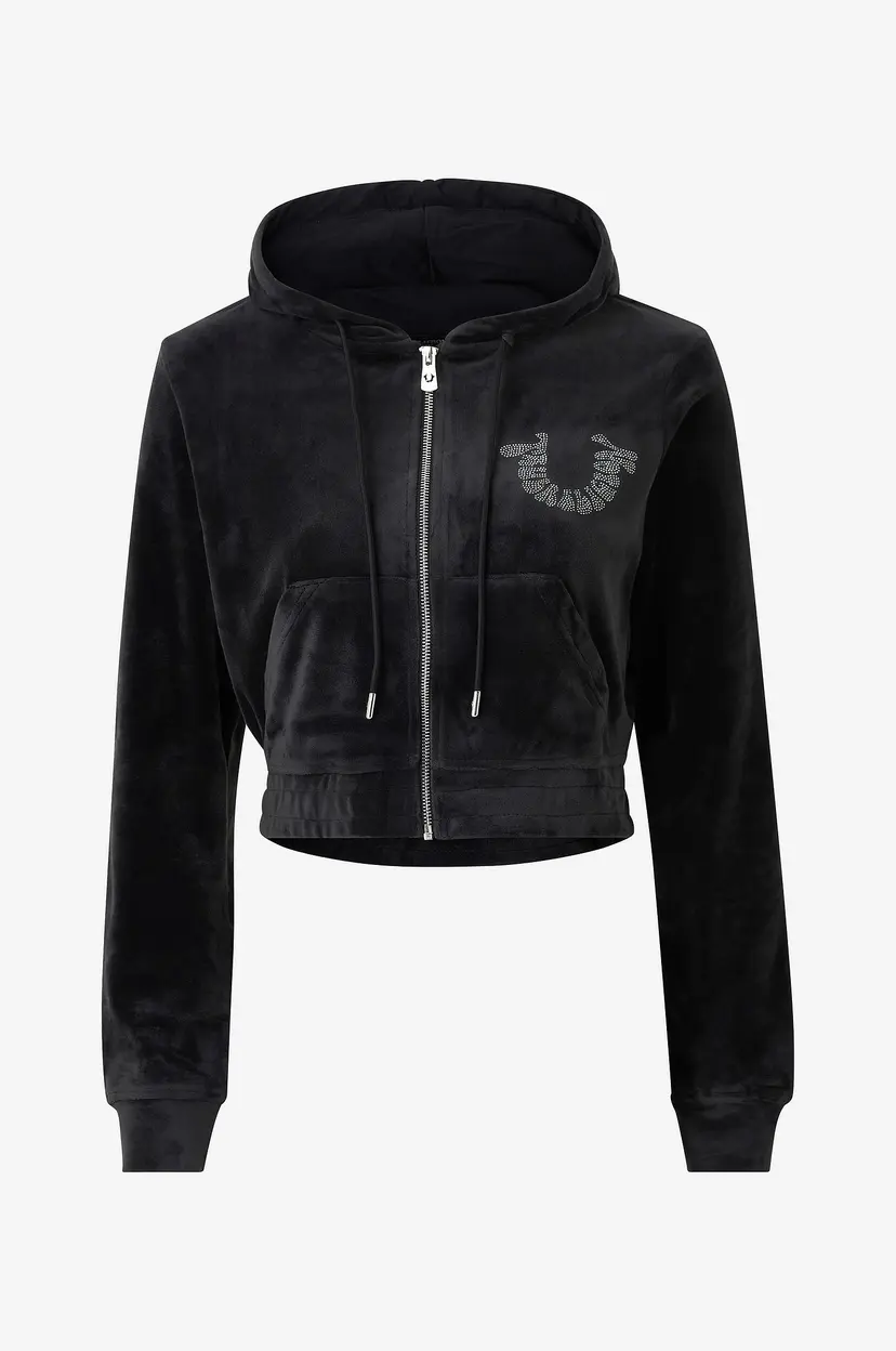 True Religion Hettegenser Branded Crystal Velour Zip - Svart