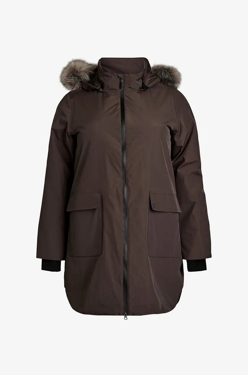 Zizzi Kåpe Mweather, L/S, Coat - Brun
