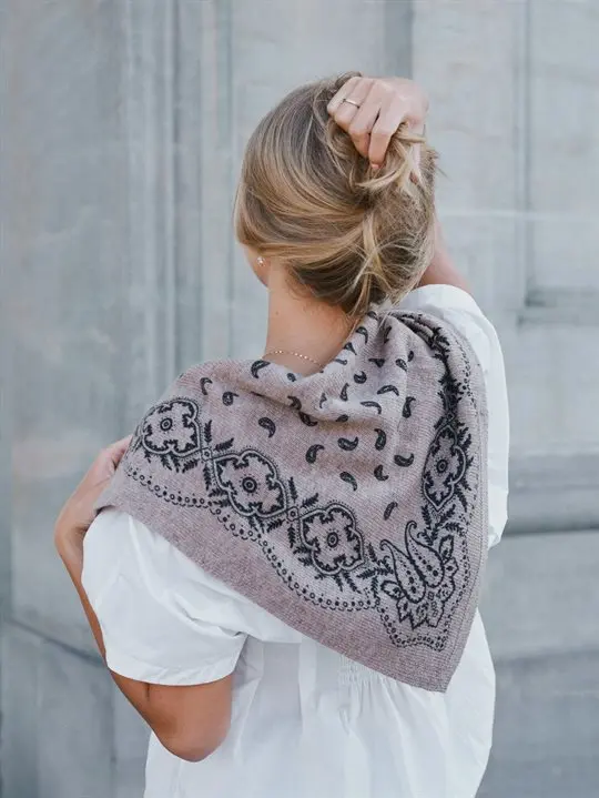 Neo Noir Neo Noir -Adelina Paisley Knit Scarf - Beige Melange