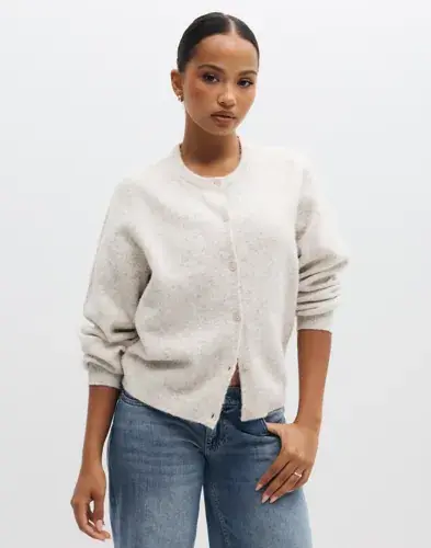 Nelly Nelly - Beige - Fuzzy Knit Cardigan