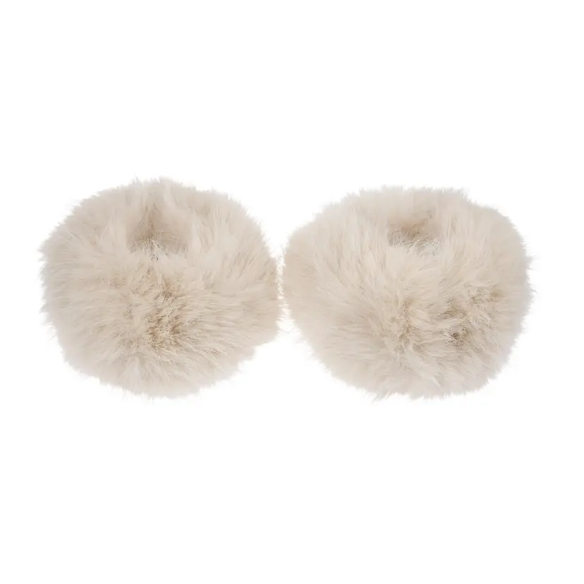 Dark Faux Fur Fox Wrist Cuffs Sand