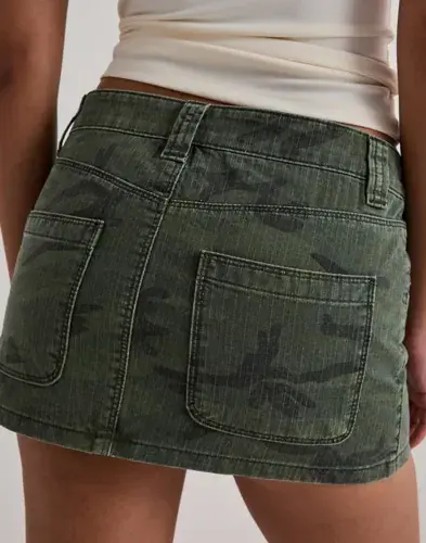 Nelly Nelly - Grønn - Mini Pattern Jeans Skirt