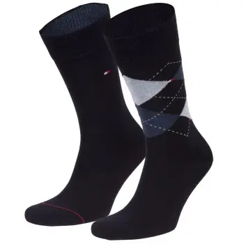 Tommy Hilfiger Tommy Hilfiger Strømper 2P Men Sock Check Marine Str 47/48 Herre