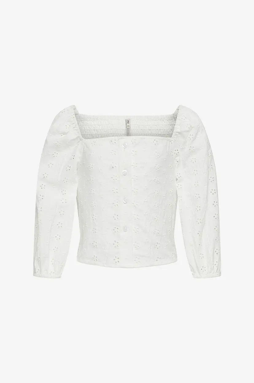 Kids Only Bluse kogPilea 3/4 Emb Anglaise Shirt - Hvit