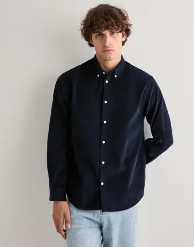 Selected Men Selected Men Slhregdanni Cord Bd Ls Shirt Noos Kordfløyelskjorter Blå