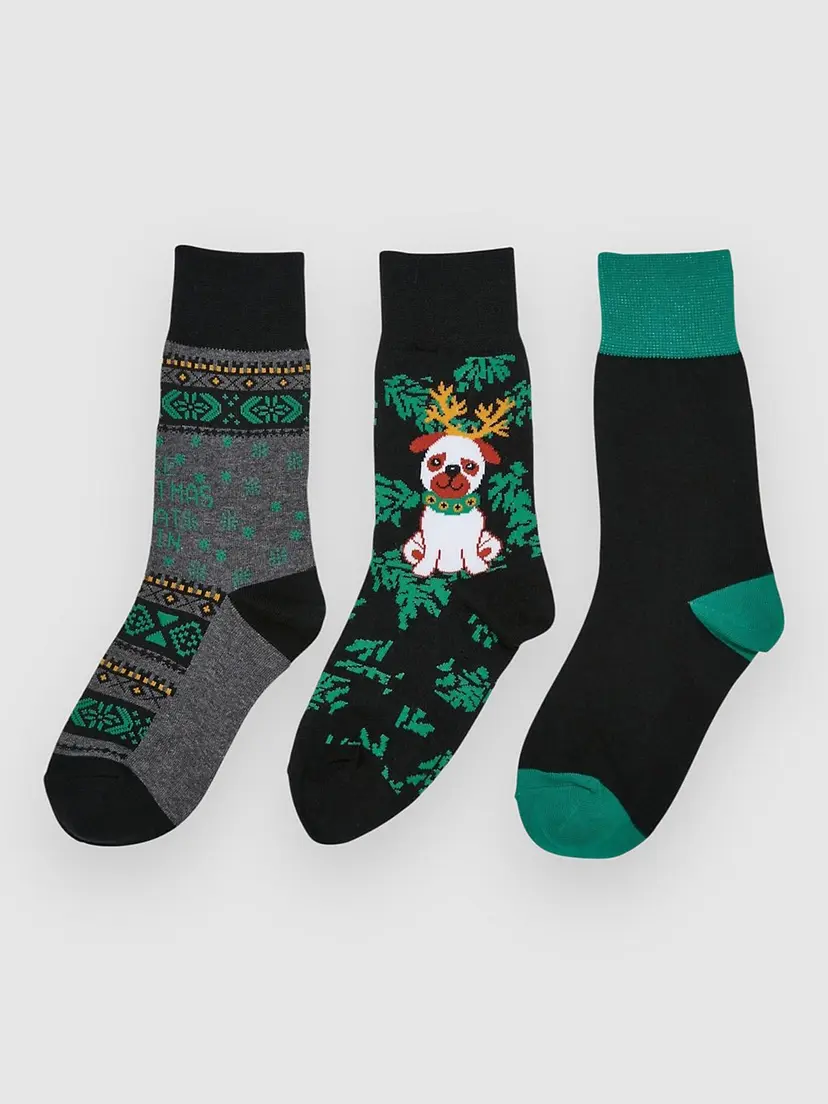 Urban Classics Urban Classics Christmas Dog 3-Pack Sokker mønster