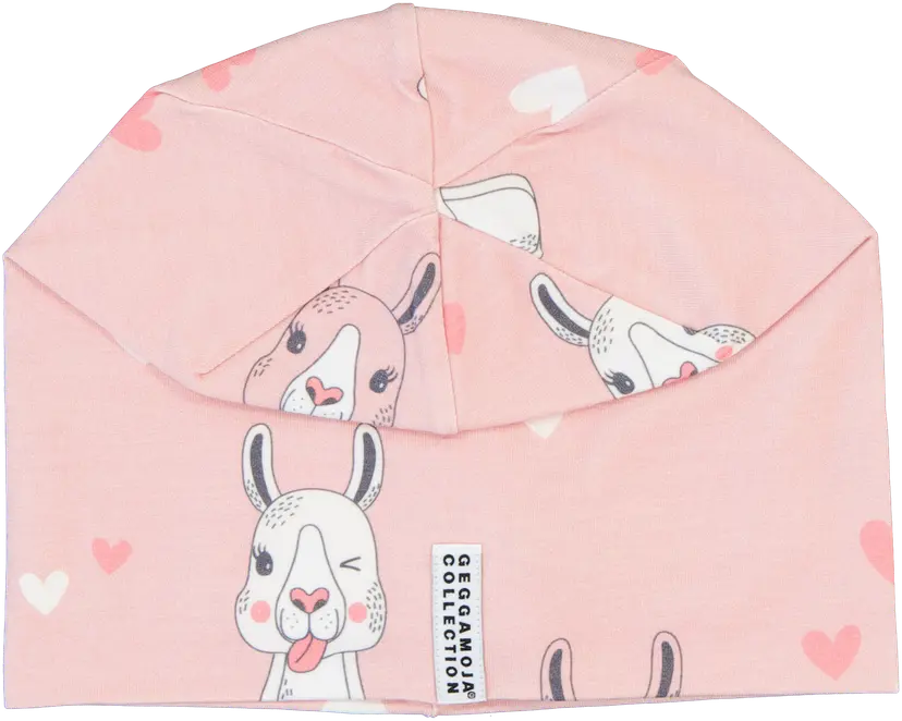 Geggamoja Mössa Bambu fleecefodrad Lama Rosa - XXS 6-12 m