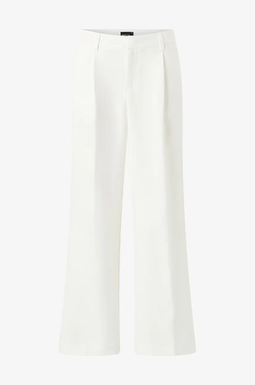 Gina Tricot Bukser Mid Waist Pleated Trousers - Hvit