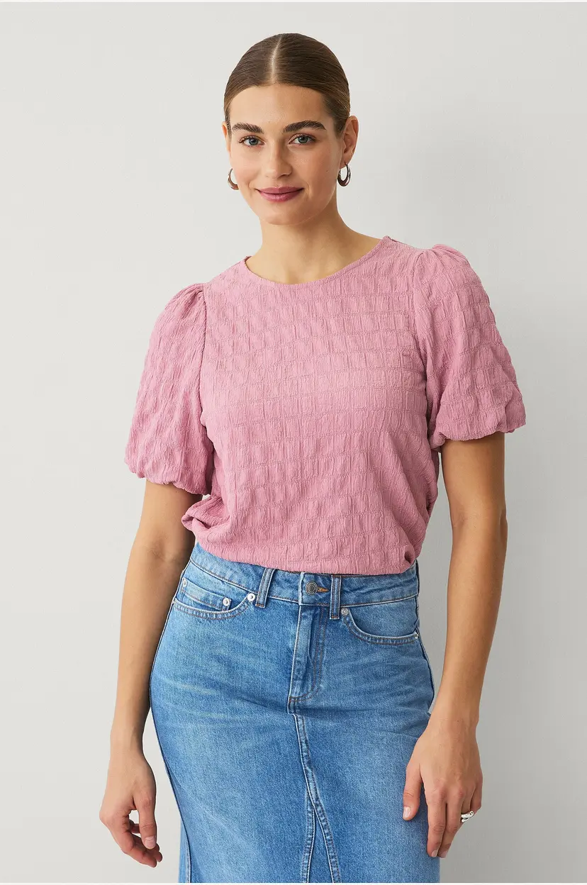 Ellos Collection Jerseybluse med ballongermer - Rosa