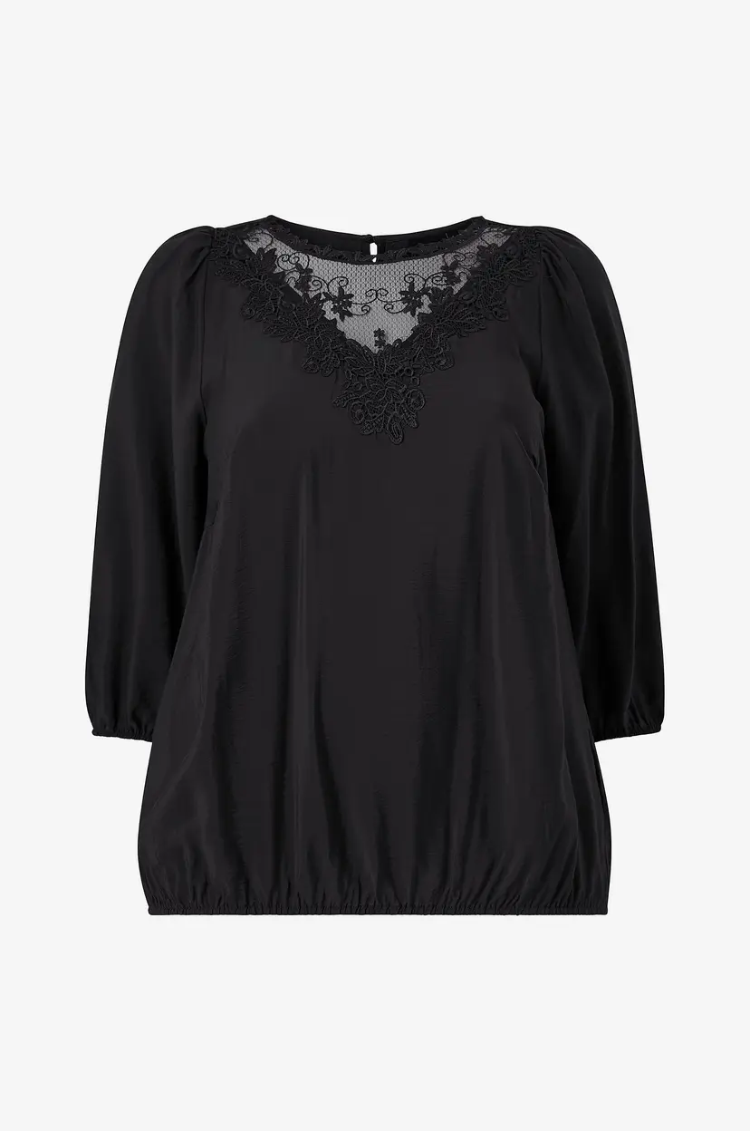 Zizzi Bluse Elina, 3/4, Blouse - Svart