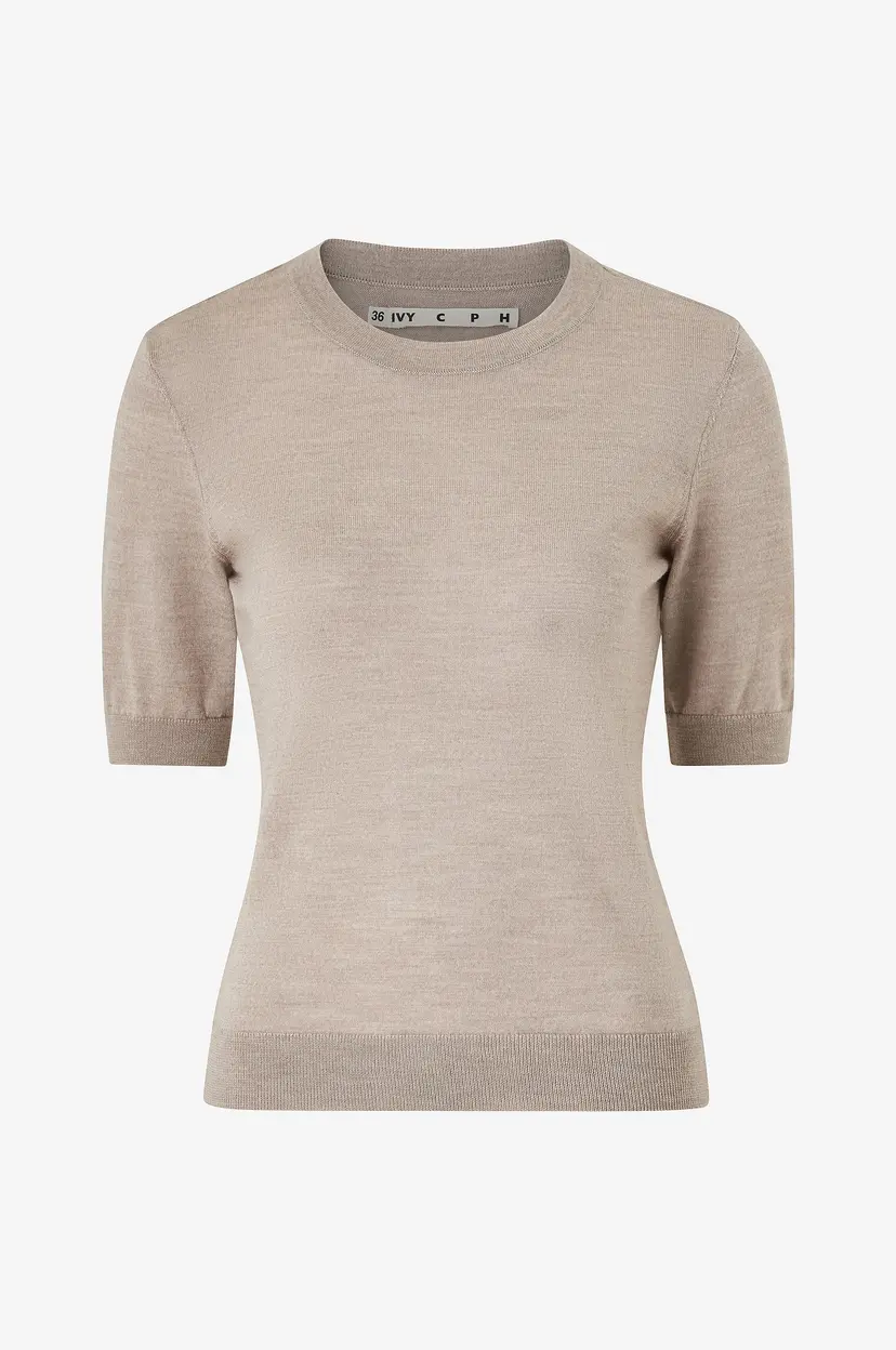 Ivy Copenhagen Topp Ivy-Essex SS O-neck Knit - Beige
