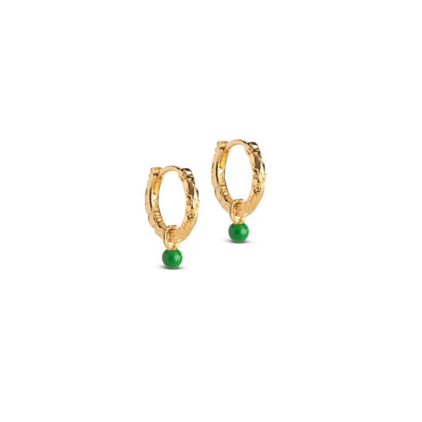 Enamel Enamel - Belle Grass Green Hoops i forgyldt - E245GM-GrassGreen