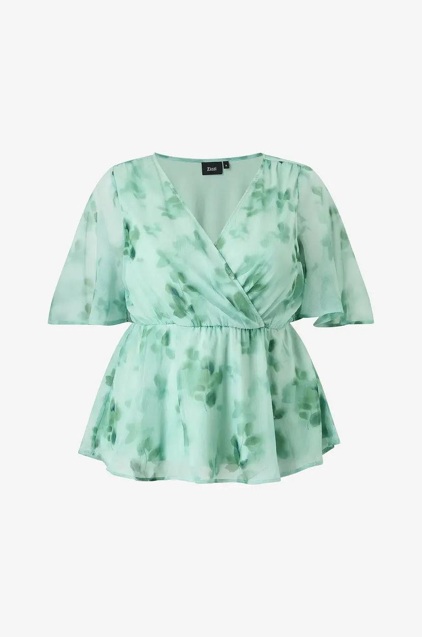 Zizzi Bluse mSaina 1/2 Blouse - Grønn