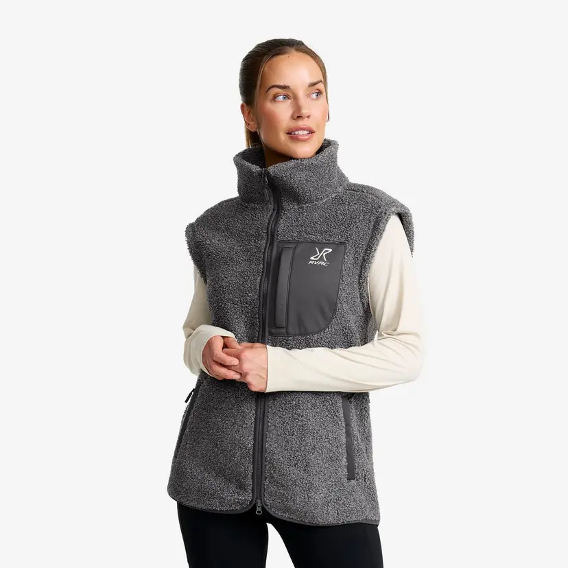 RevolutionRace Bigfoot Pile Fleece Vest Dame Dark Grey Melange