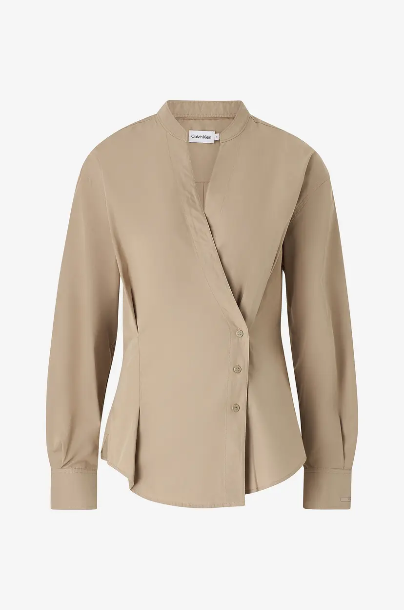 Calvin Klein Skjorte Cotton Wrap Shirt - Beige