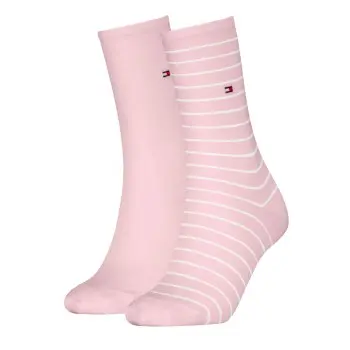 Tommy Hilfiger Tommy Hilfiger Strømper 2P Classic Small Stripe Socks Lysrosa Str 35/38 Dame