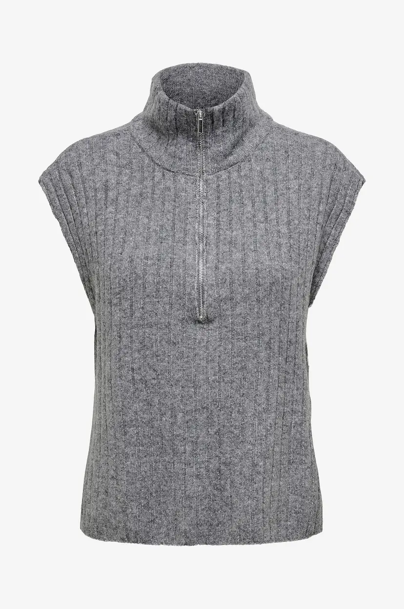 ONLY Vest onlJeanett Life SL Rib Highneck CC - Grå