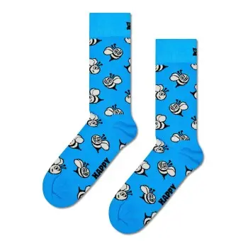 Happy Socks Happy socks Strømper Bee Sock Blå/Hvit bomull Str 41/46