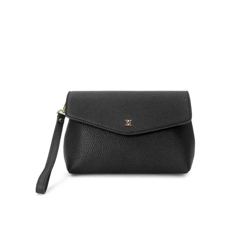 Dark Leather Flap Pouch Black