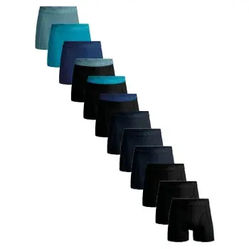 Muchachomalo Muchachomalo 12P Cotton Boxers Svart/Blå bomull Small Herre