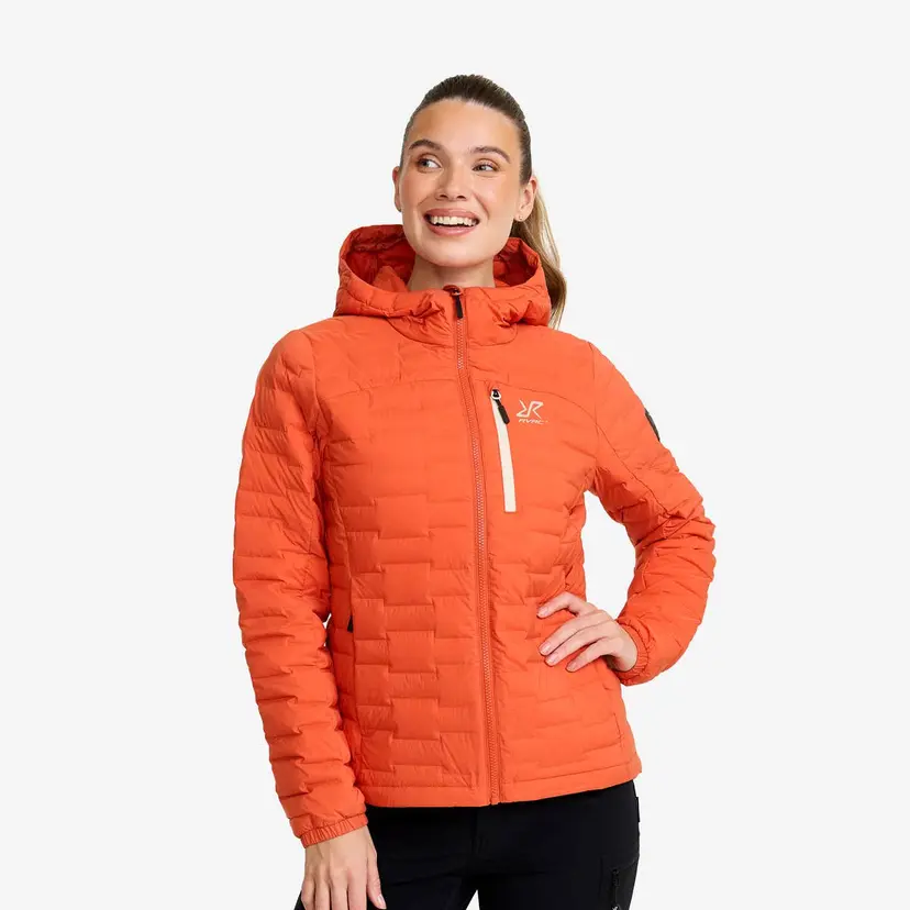 RevolutionRace Flex Stretch Hooded Down Jacket Dame Mecca Orange